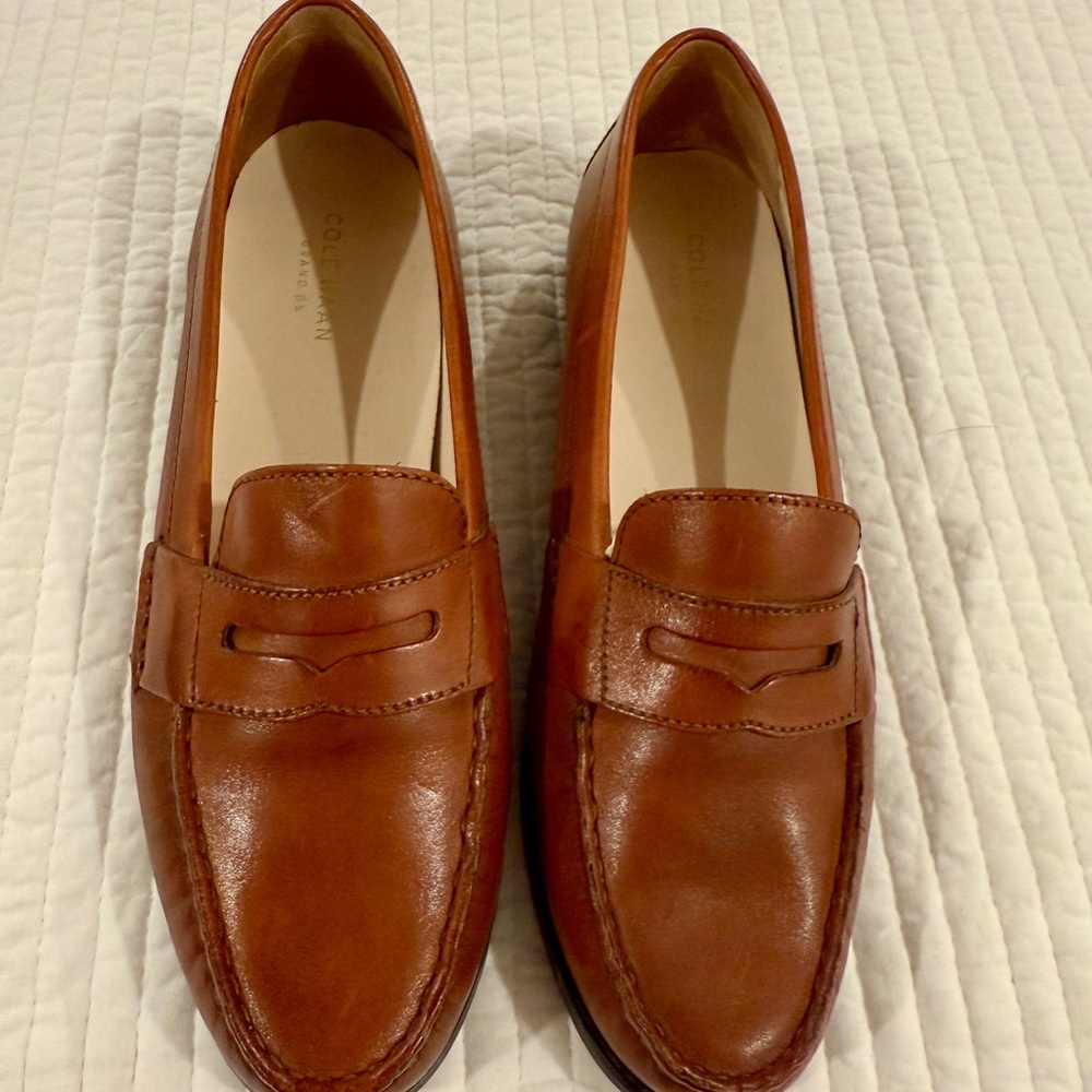 Cole Haan Tan Leather Slip-On Loafers